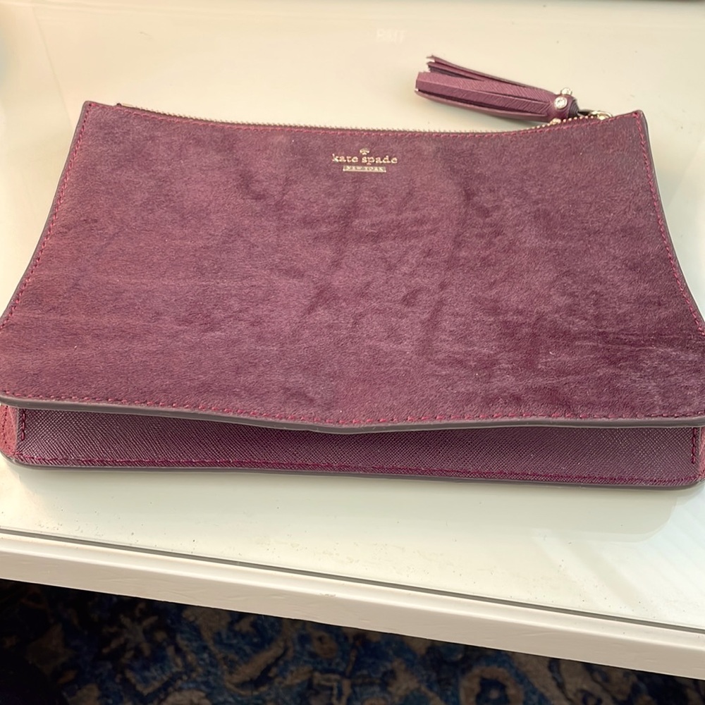 Kate Spade clutch in burgundy suede